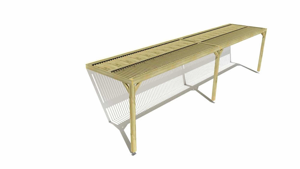 Pergola bois • 10m x 2m • adossée • sens largeur • lames orientables bioclimatiques incluses • livraison comprise