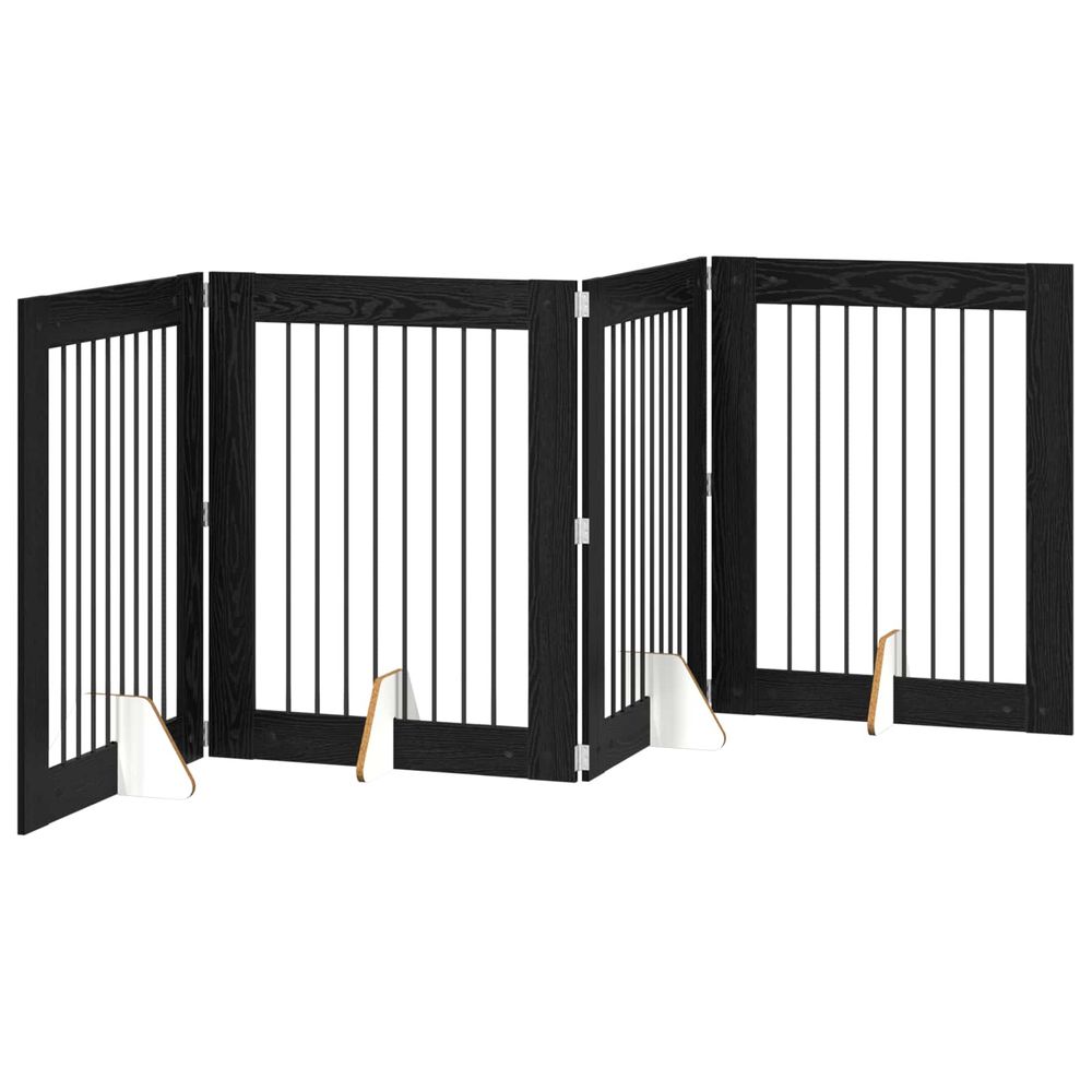 Porte de chien pliable avec supports 4 pc chêne noir 321 cm