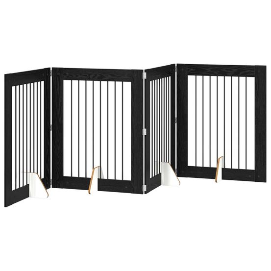 Porte de chien pliable avec supports 4 pc chêne noir 321 cm