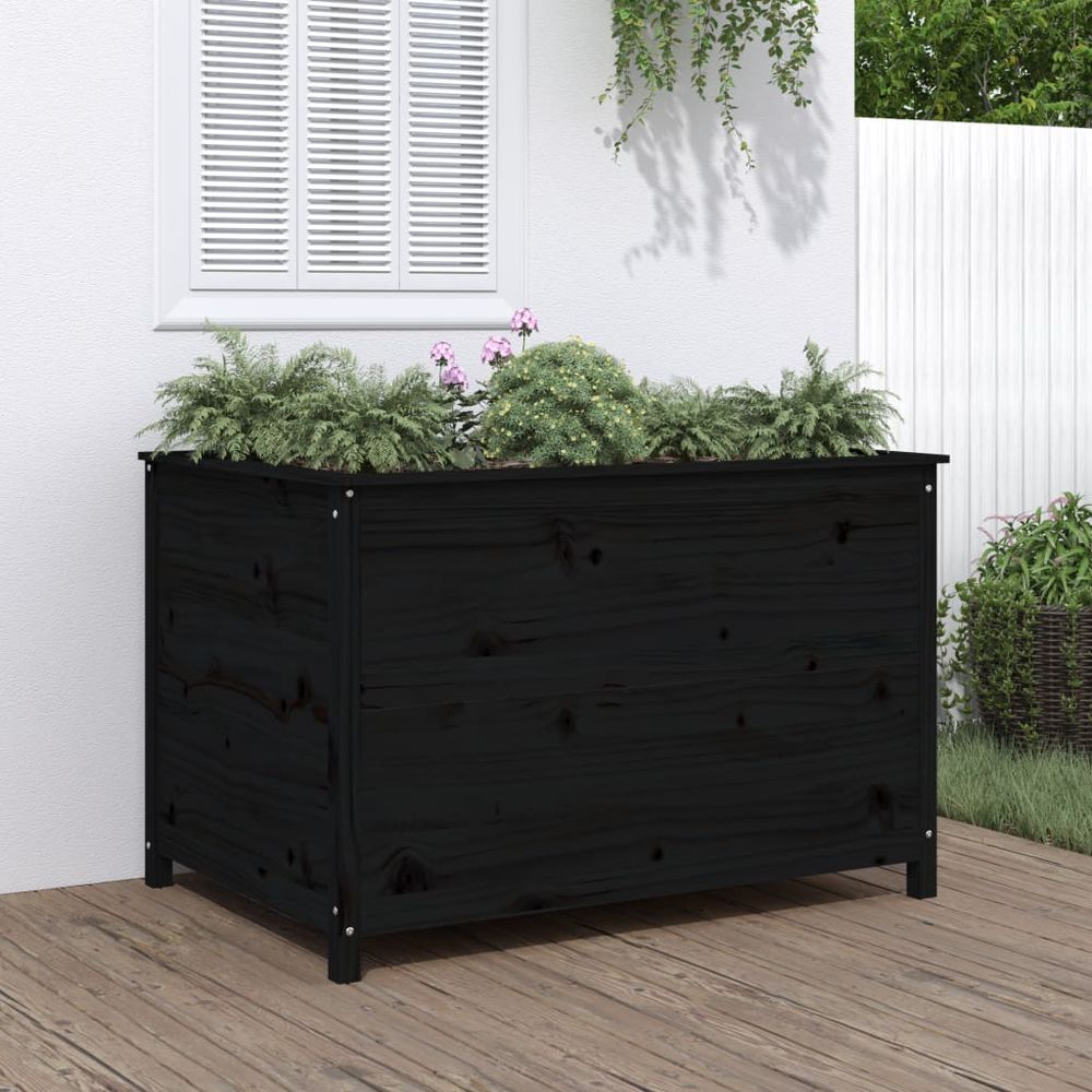 Carré potager surélevé en bois de pin noir pour jardin 120x83cm