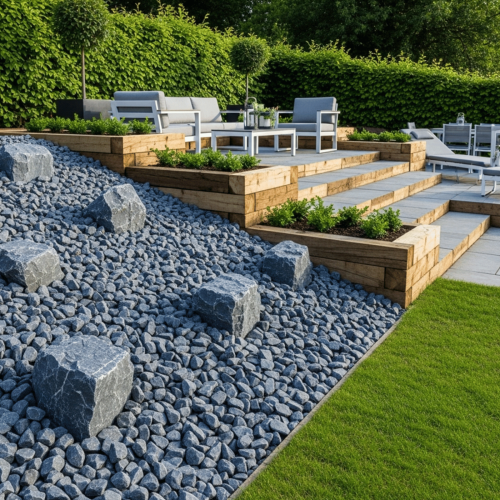 Roche gris bleu pour gabion et aménagement (80/150 mm)-big bag 1t - gris bleu