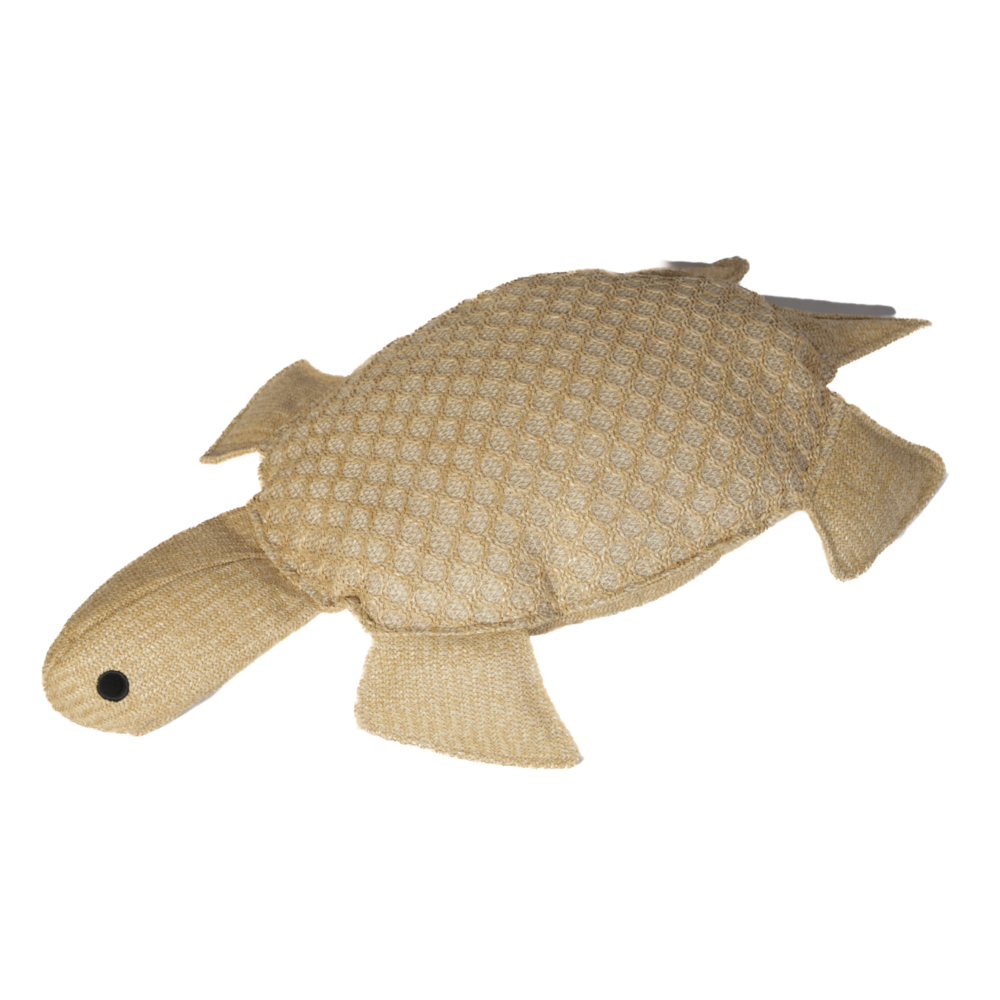 Coussin effet raphia - forme tortue - 60x20cm