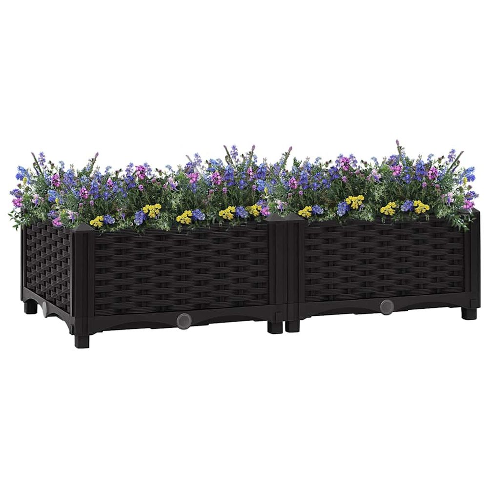 Jardinière rectangulaire 80x40 cm en polypropylène pour jardin et balcon noir