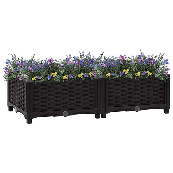 Jardinière rectangulaire 80x40 cm en polypropylène pour jardin et balcon noir