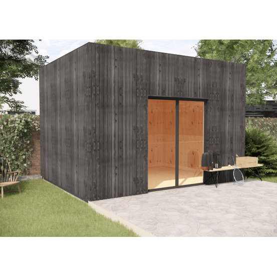 Studio de jardin re2020 en bois 4,4 x 3,5 x 3,2 m / isolation re2020 / menuiseries alu k-line
