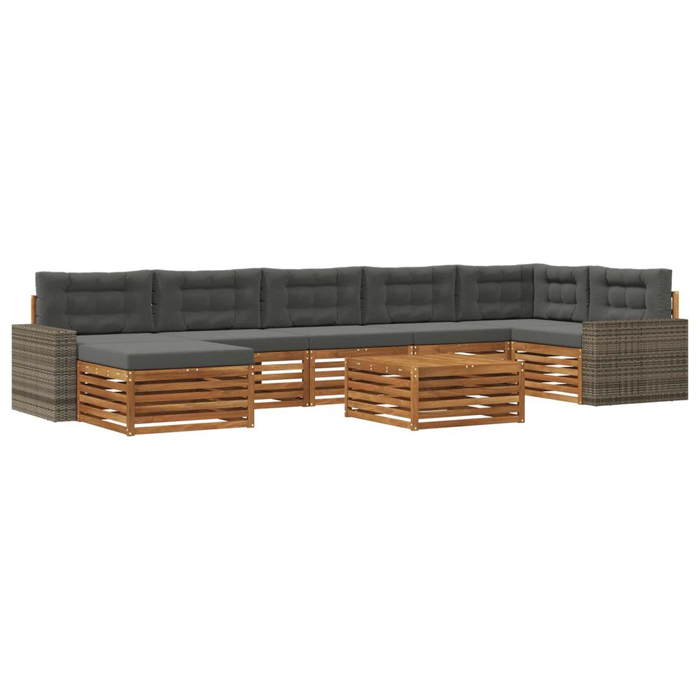 Ensemble de canapés d'extérieur 8 pc naturel et anthracite