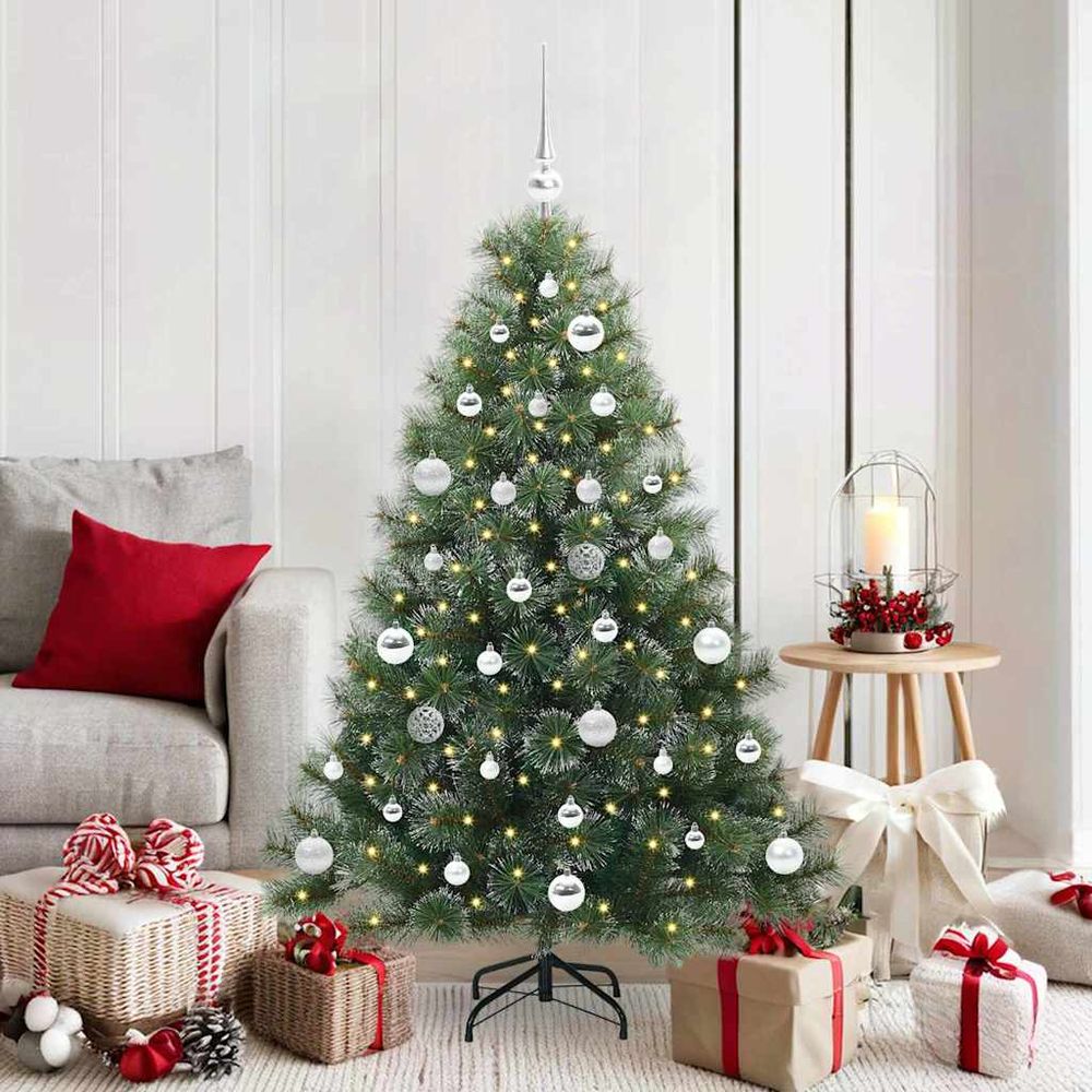 Kit de noël magique : sapin artificiel 150 cm avec guirlande led 8 modes et 61 boules