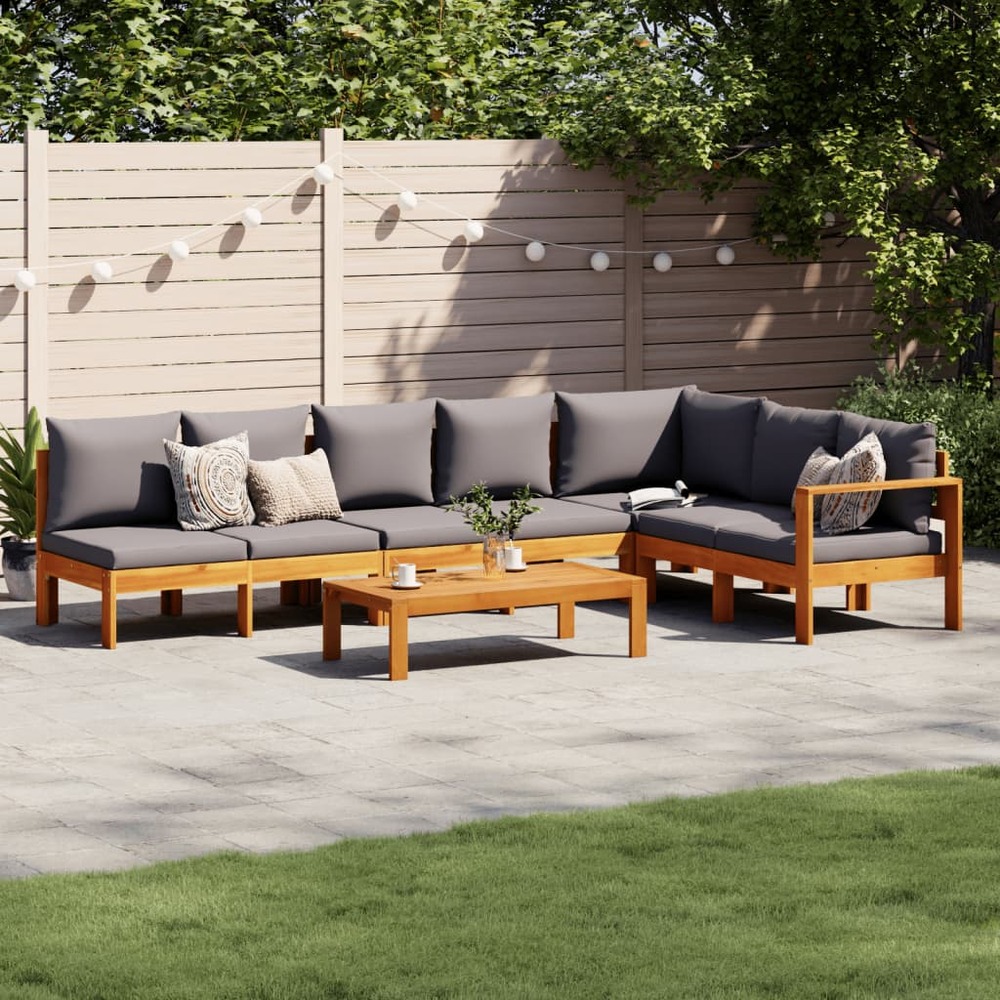 Salon de jardin avec coussins 5 pcs bois d'acacia solide