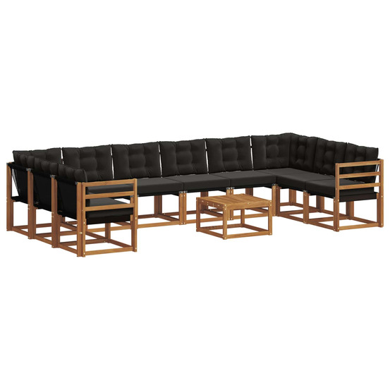 Ensemble de canapés d'extérieur 11 pcs naturel et noir
