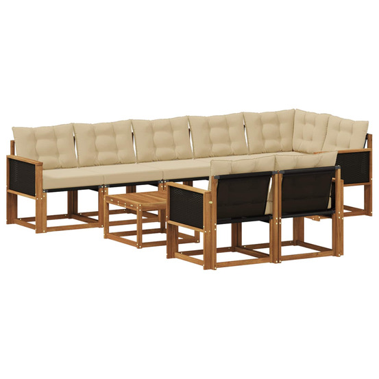 Ensemble de canapés d'extérieur 9 pcs naturel et beige