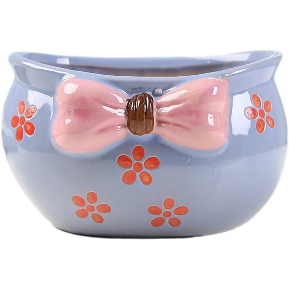 Pot céramique coloré 12x10x7cm fleurs