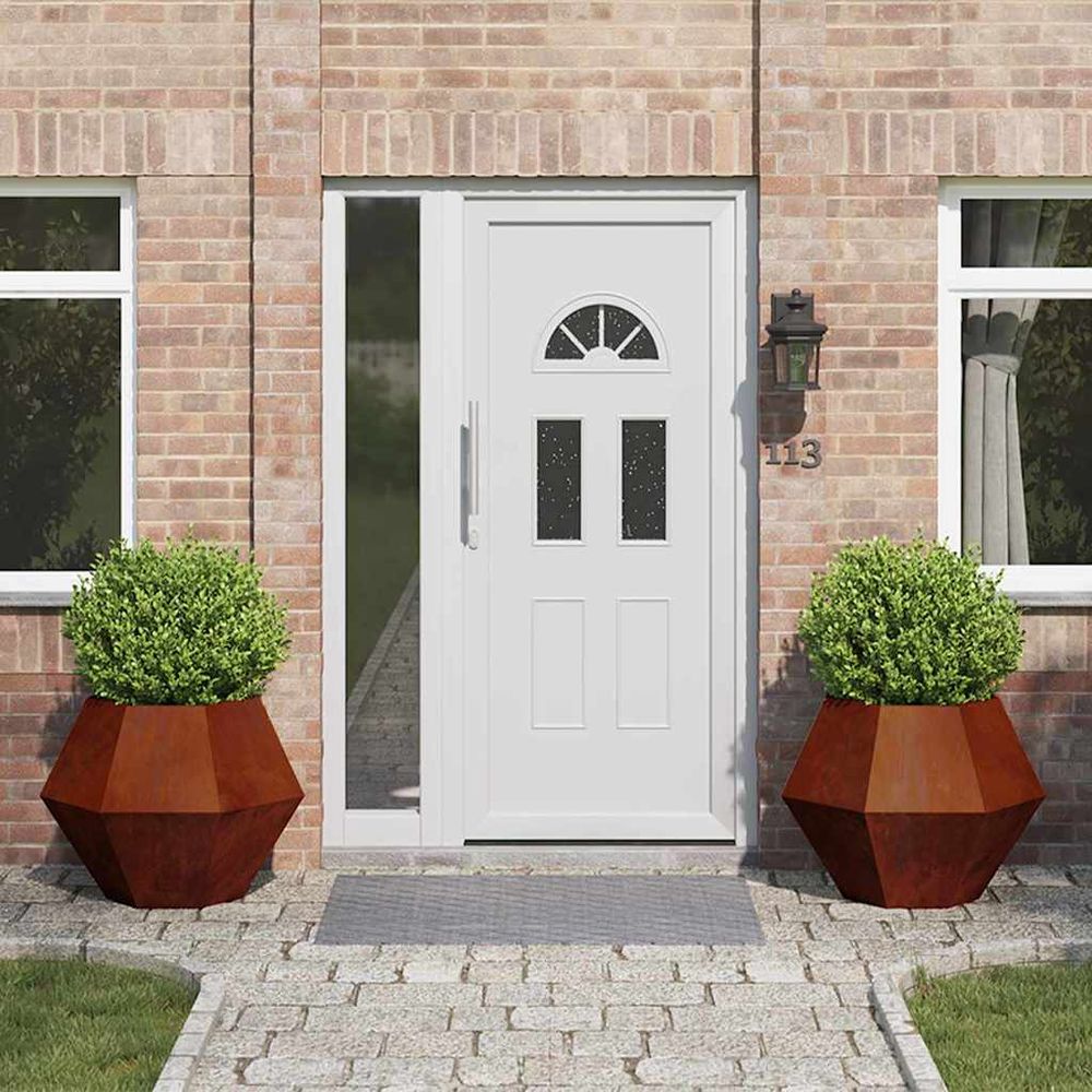 Lot de 2 jardinières carrées acier corten rouillé 75x75x60 cm
