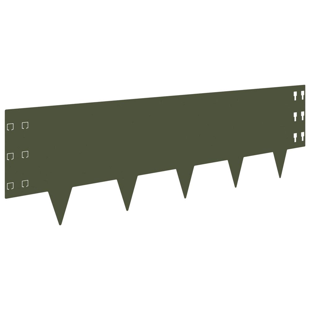 Bordure de pelouse 20 pc 100 x 30 cm acier vert olive