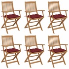 Chaises pliables de jardin 6 pcs avec coussins bois d'acacia