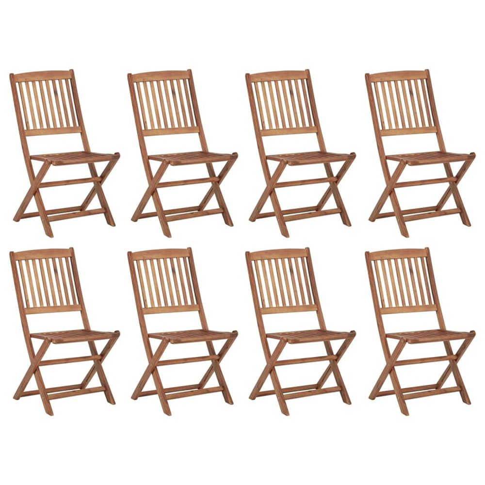 Chaises pliantes 8 pièces en bois d'acacia massif