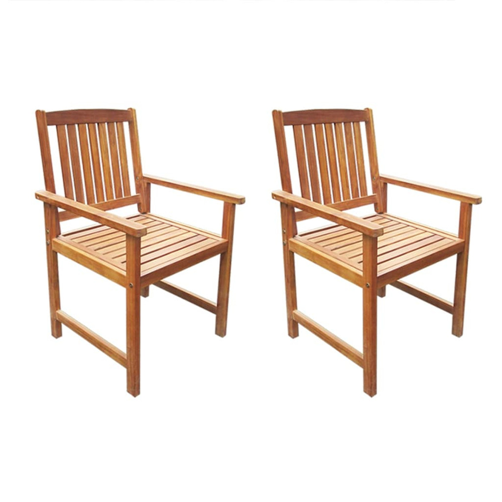 Chaises de jardin lot de 2 bois d'acacia massif marron