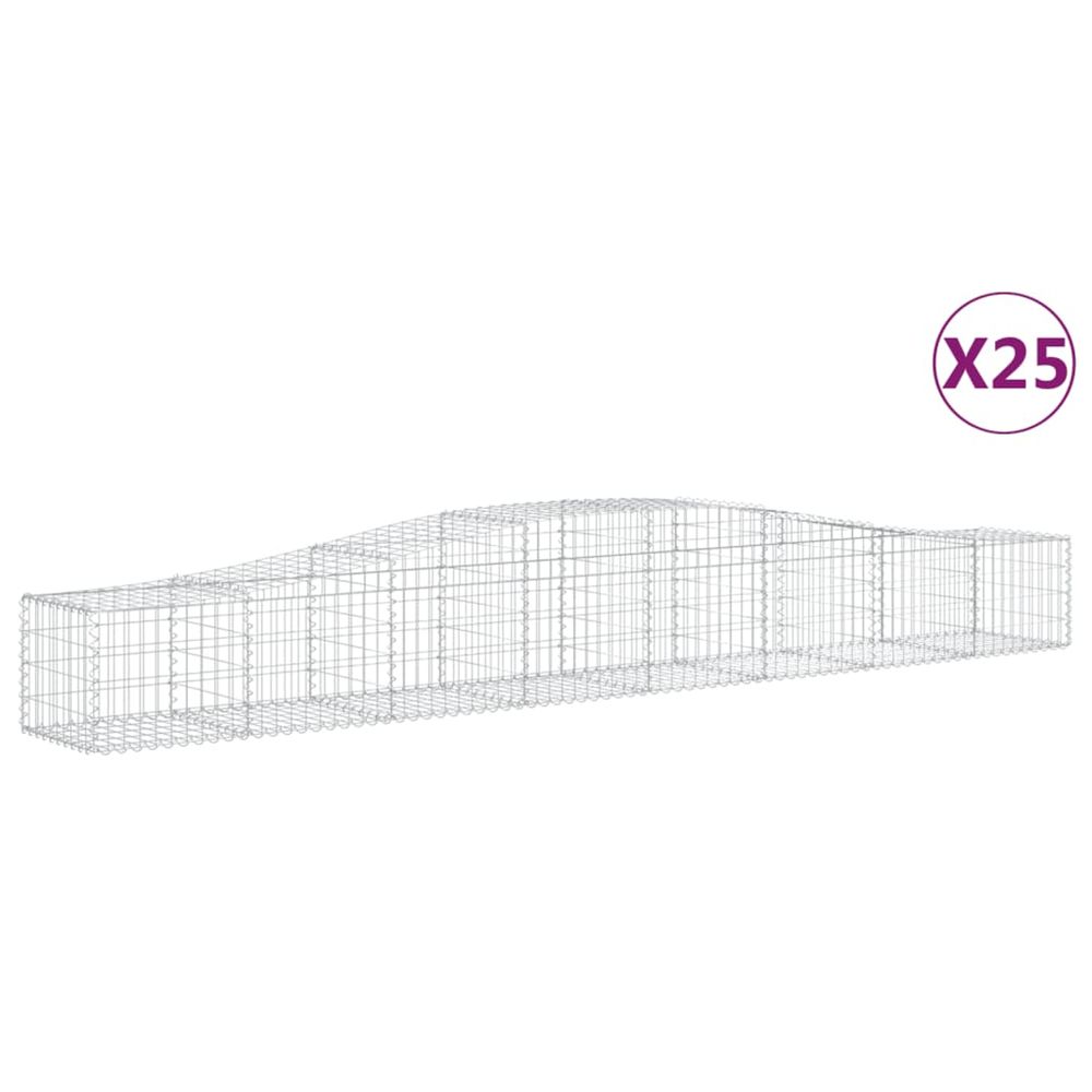 Paniers à gabions arqués 25 pcs 400x50x40/60 cm fer galvanisé