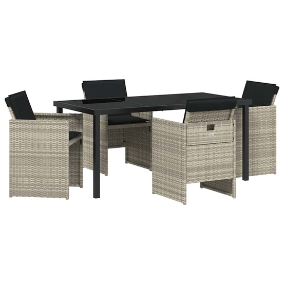 Ensemble de salle à manger pour jardin 5 pcs gris clair