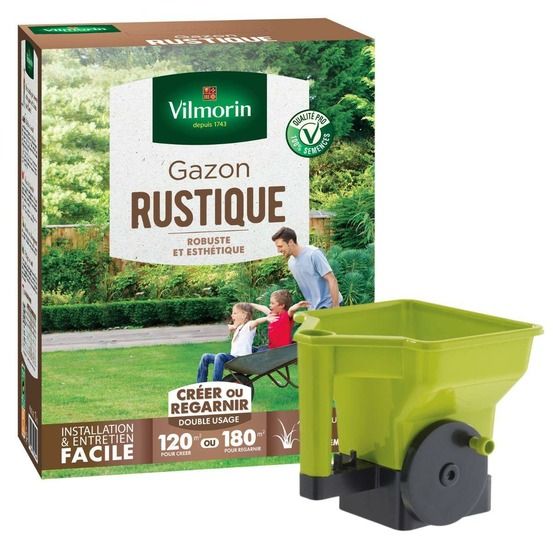 Gazon rustique - 3 kg + semoir à main gazon/engrais