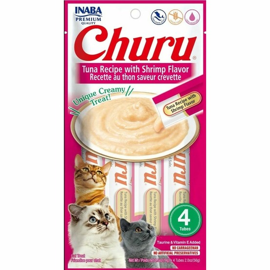 Collation pour chat inaba churu 4 x 14 g crevettes thon