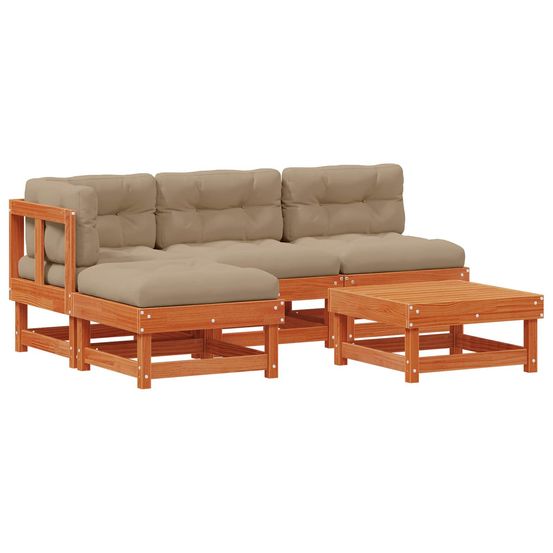 Ensemble de salon de jardin 13 pc brun cire bois de pin massif