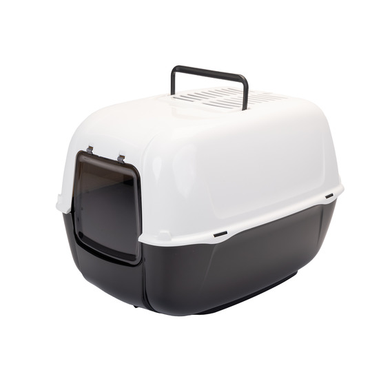 Ferplast bac litiere pour chat, maison de toilette pour chat, 2 filtres à charbon actif anti-odeur inclus, porte battante