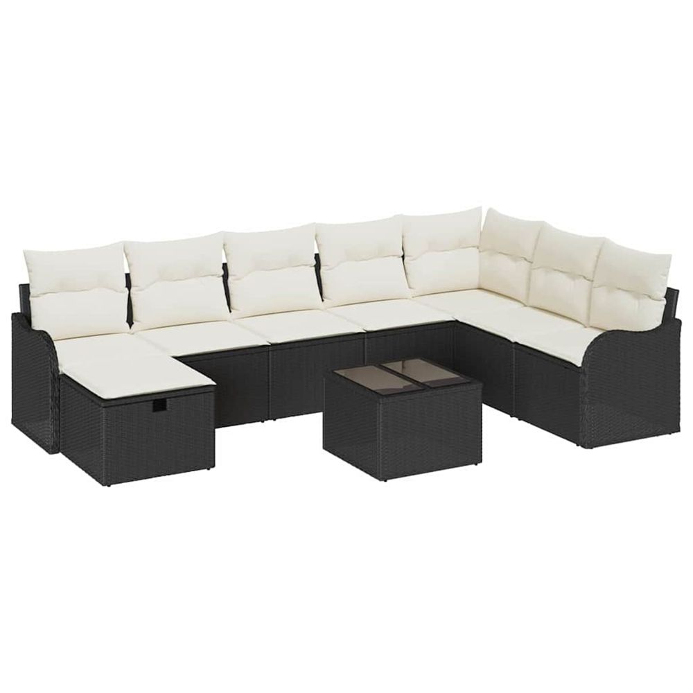 Ensemble de canapé de jardin 9 pc noir polyrotin