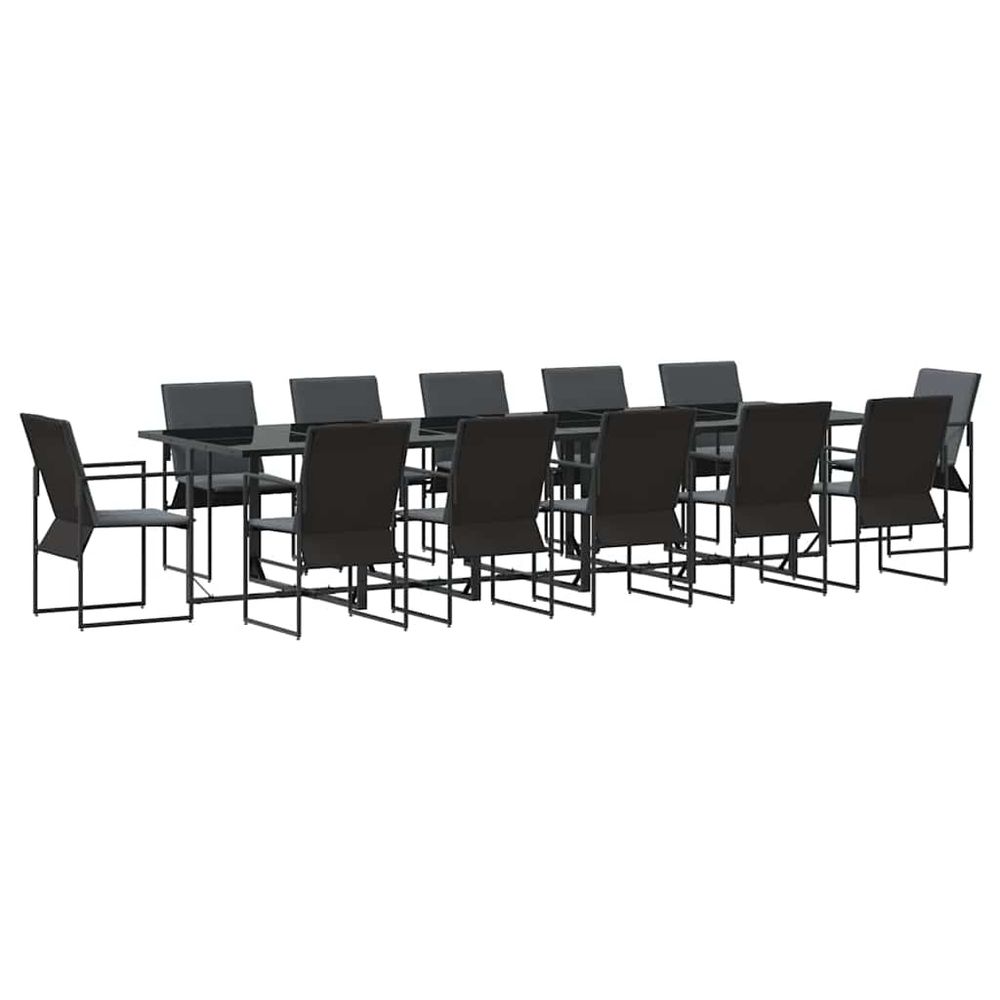 Ensemble de salle à manger pour jardin 13 pc noir acier