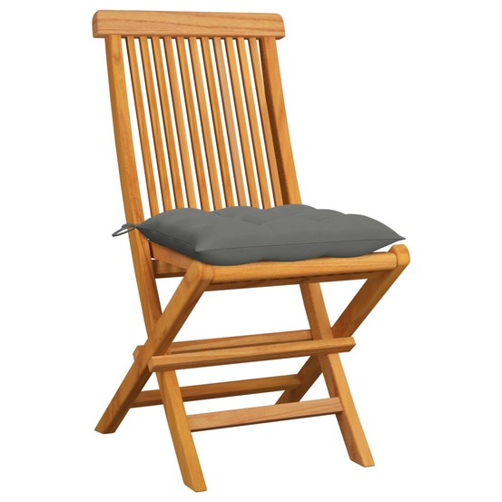 Chaises de jardin et coussins gris lot de 6 bois de teck massif