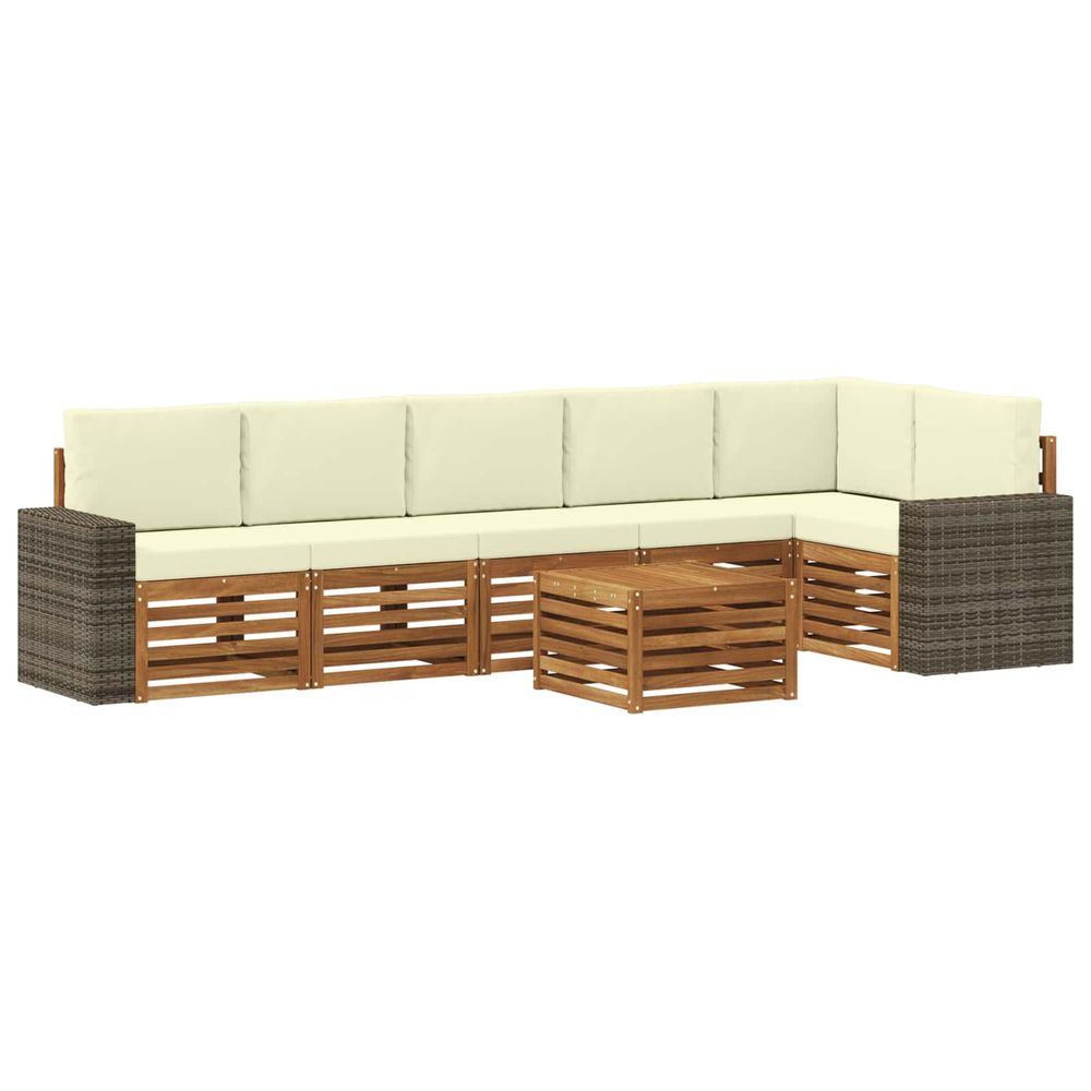 Ensemble de canapés d'extérieur 7 pc naturel et crème polyester