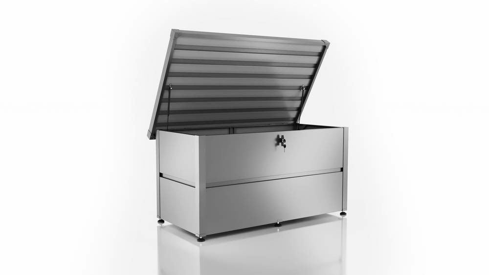 Coffre de jardin - taille s - argent métallisé - 135x65x69 - acier