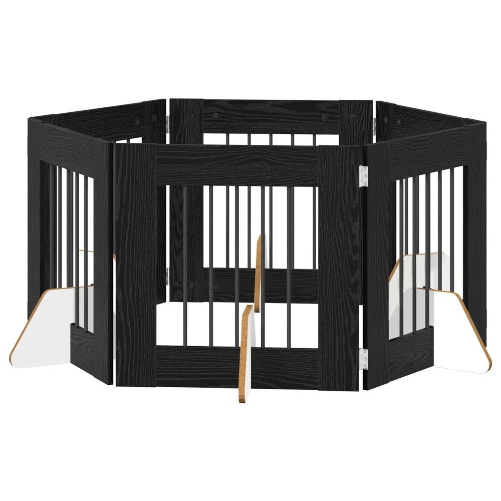 Portillon pour chien avec supports 6 pcs chêne noir 60 x 60 cm