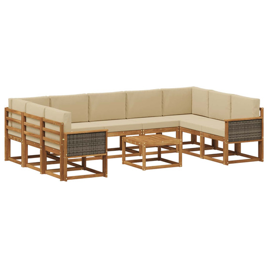 Ensemble de canapés d'extérieur 10 pcs naturel et beige