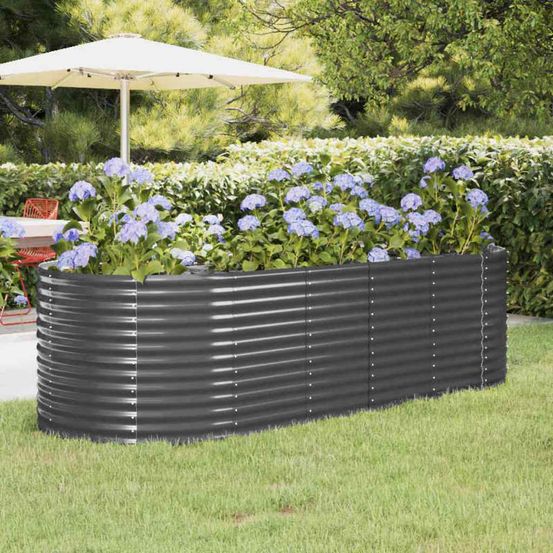 Grand potager surélevé acier galvanisé anthracite 249x100x68 cm