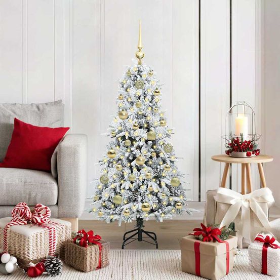 Arbre de noël 120 cm tout équipé avec lumières led et décorations