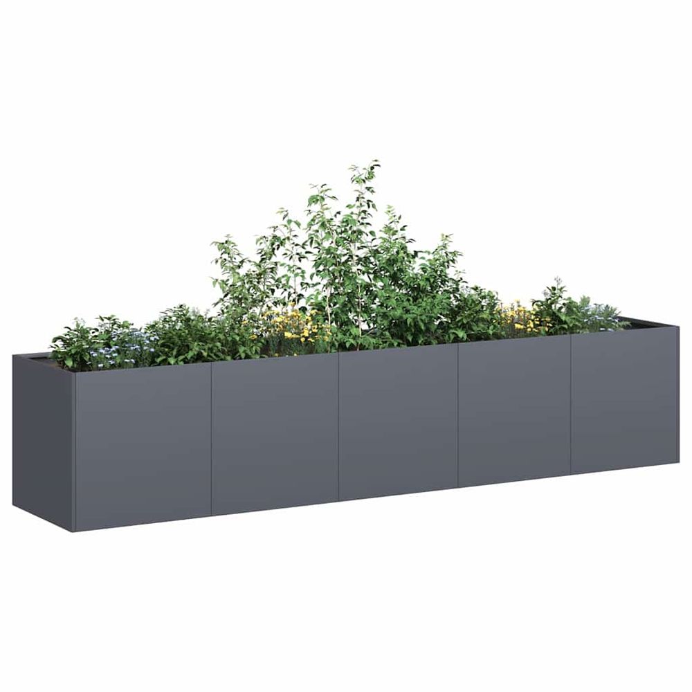 Jardinière rectangulaire en acier pour jardin et terrasse anthracite 200x40x40 cm