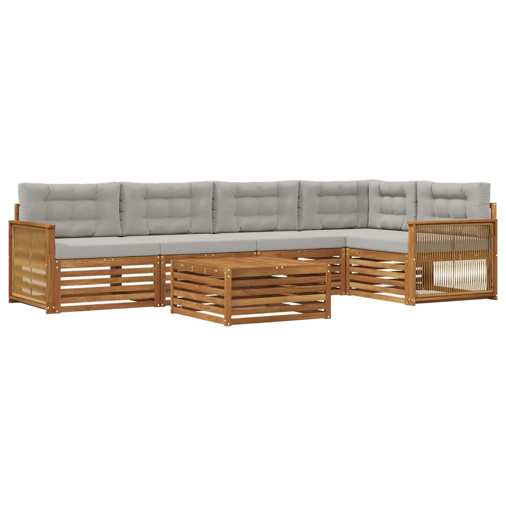 Ensemble de canapés d'extérieur 6 pc naturel et gris clair