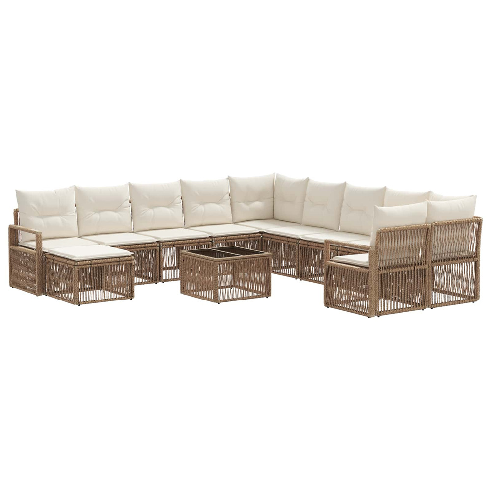 Ensemble de canapé de jardin 12 pcs beige polyrotin