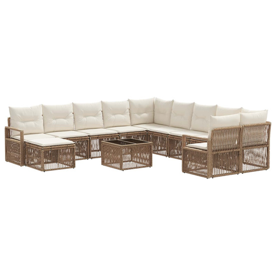 Ensemble de canapé de jardin 12 pcs beige polyrotin