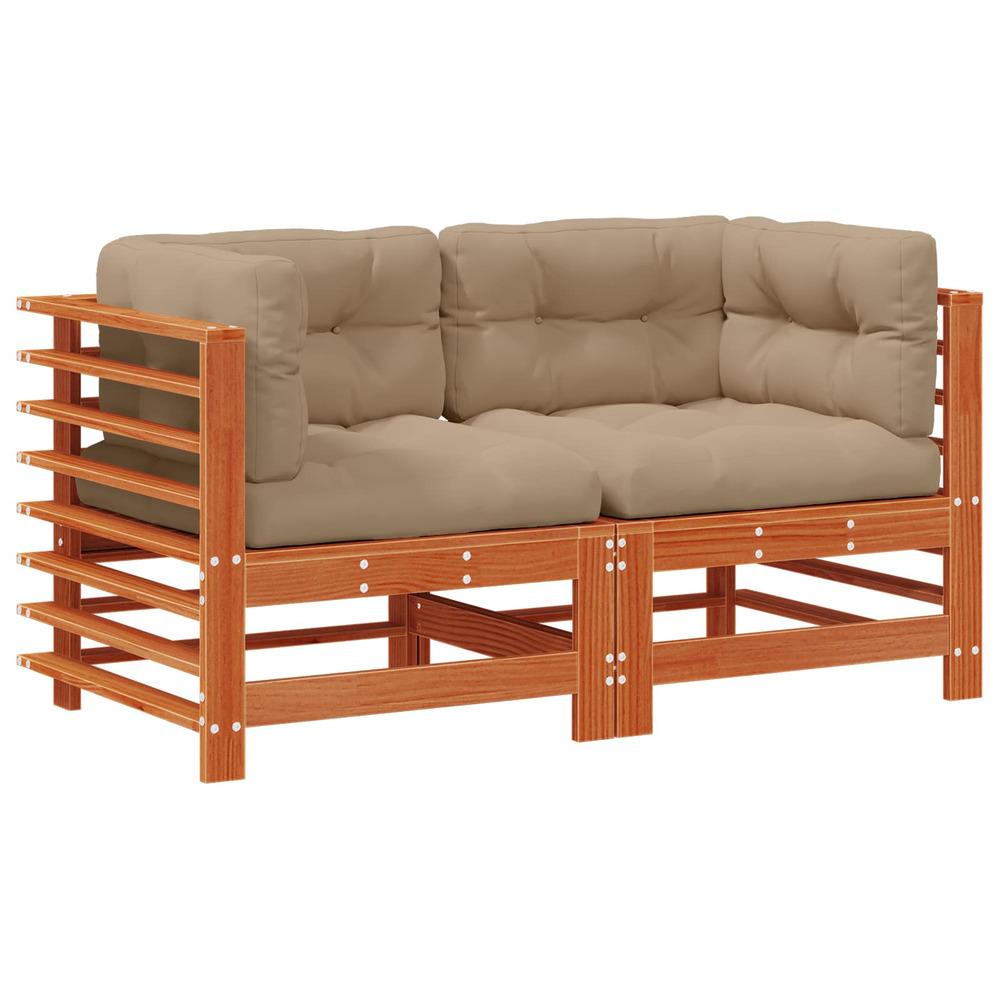 Canapé d'angle de jardin pin massif brun ciré