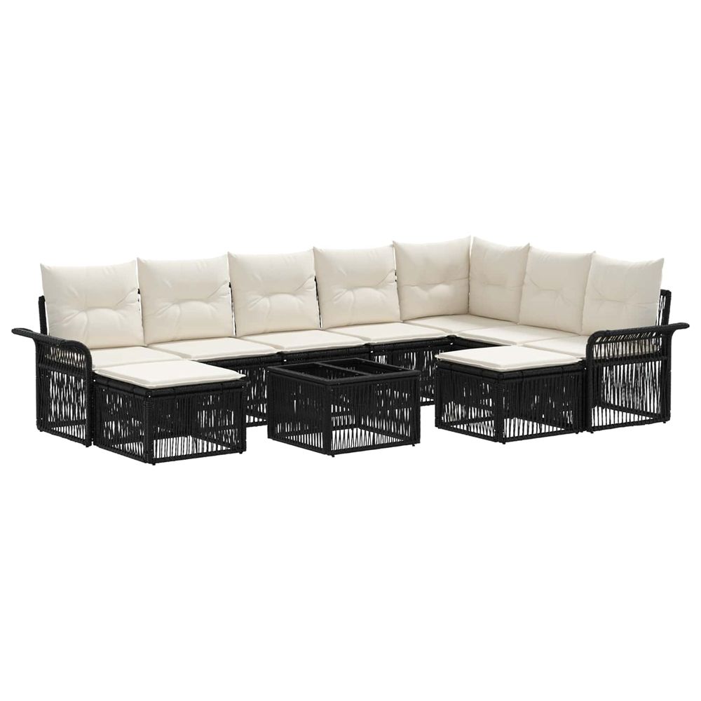 Ensemble de canapé de jardin 10 pc noir et blanc crème