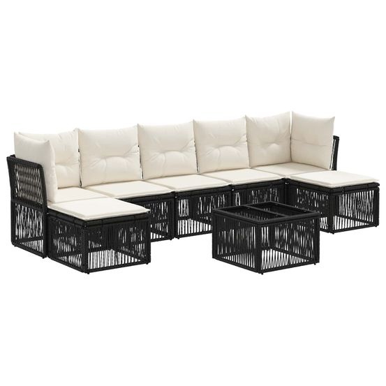 Ensemble de canapé de jardin 8 pc noir polyrotin