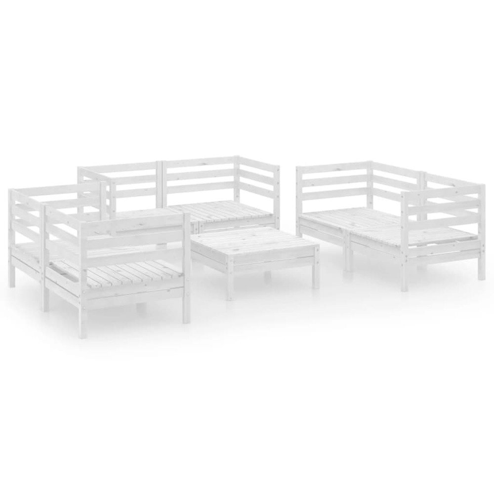 Salon de jardin meuble d'extérieur ensemble de mobilier 7 pièces blanc bois de pin massif