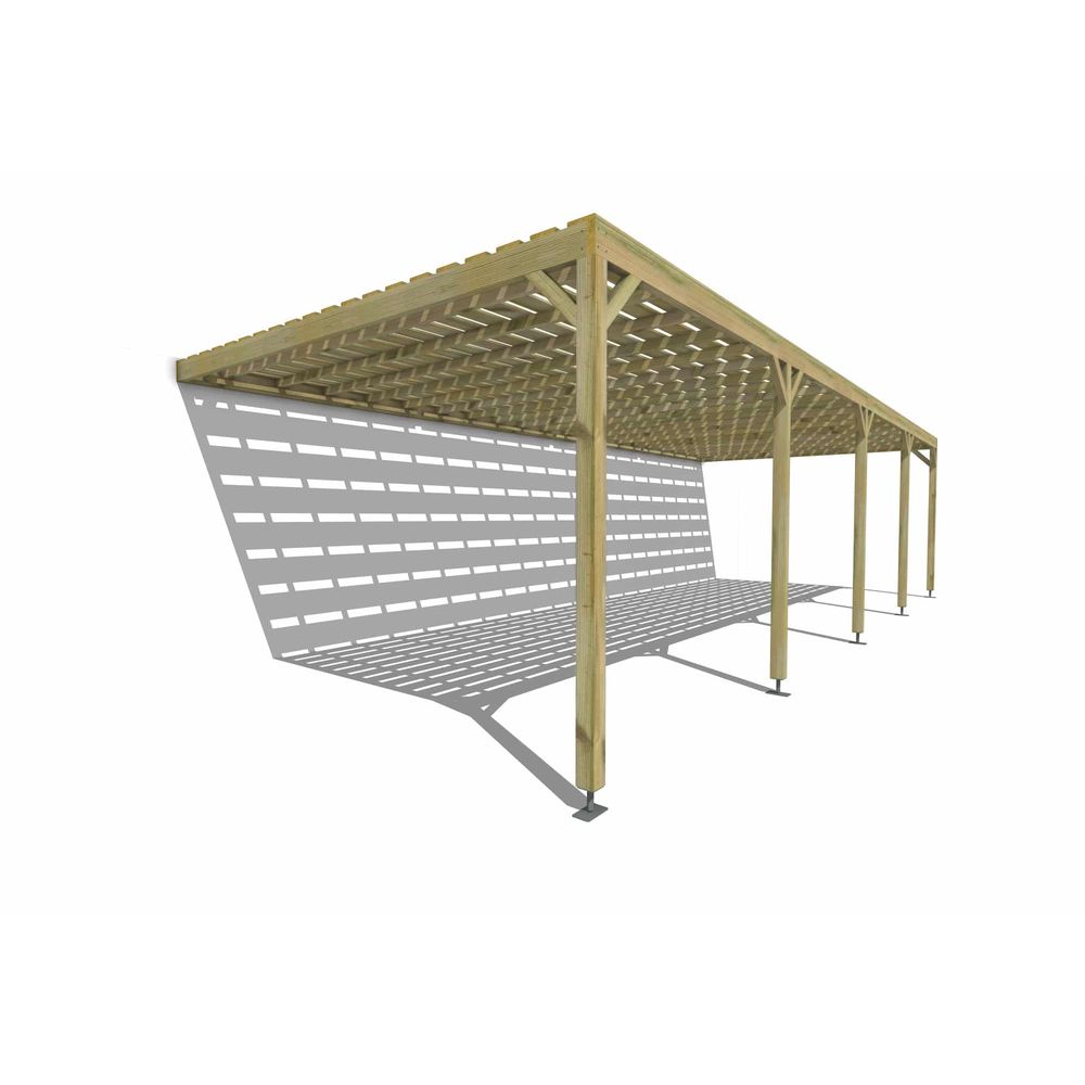 Pergola bois • 10m x 4m • adossée • sens profondeur • platelage bois • livraison comprise