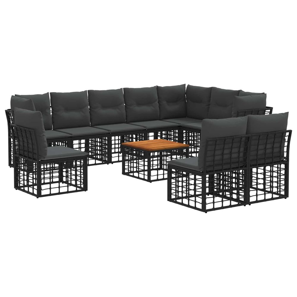 Ensemble de canapés d'extérieur 11 pc noir et gris foncé