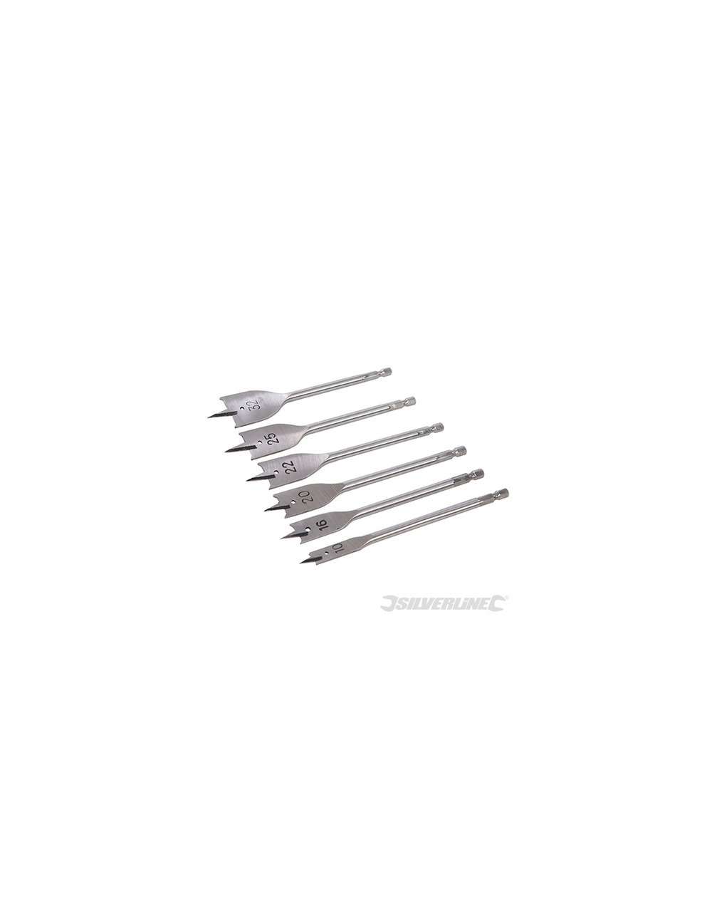Silverline - mèches à bois plates, 6 pcs - 10 - 32 mm