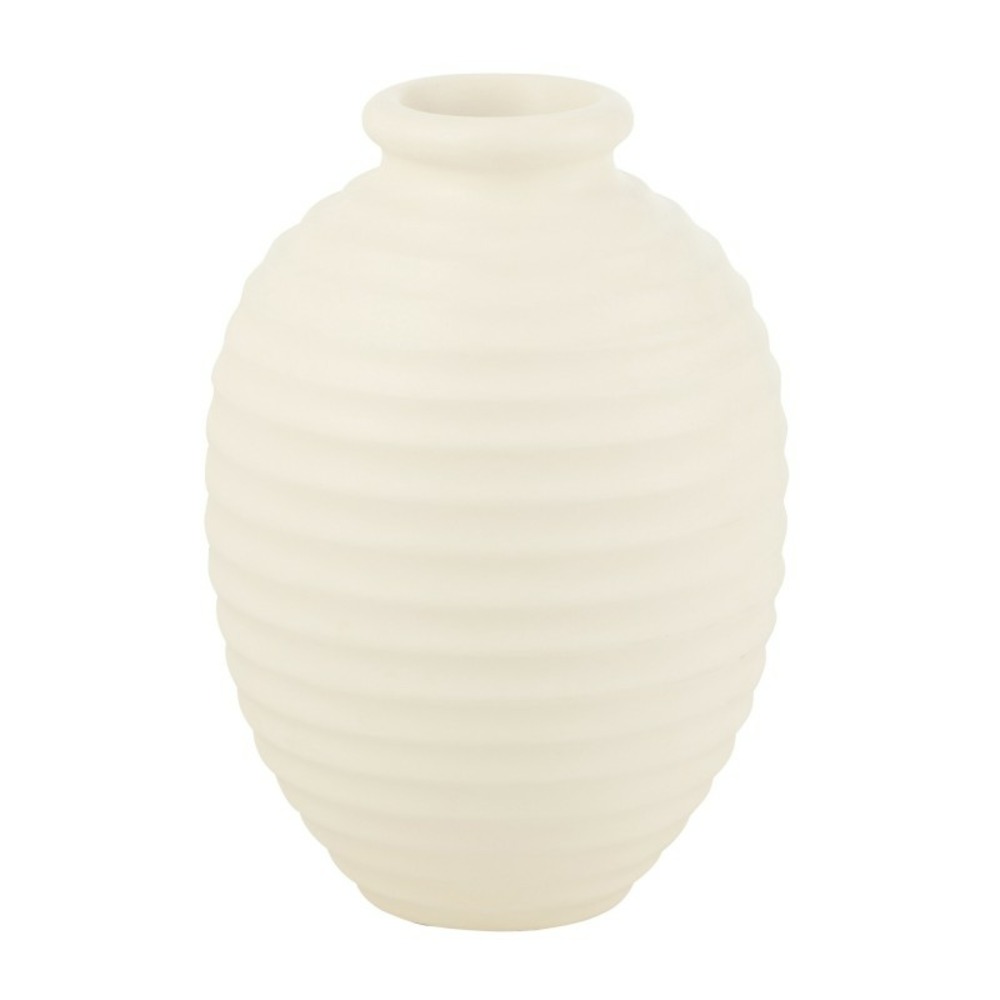 Cache-pot oval en poterie blanc 35x35x52 cm