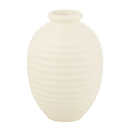 Cache-pot oval en poterie blanc 35x35x52 cm