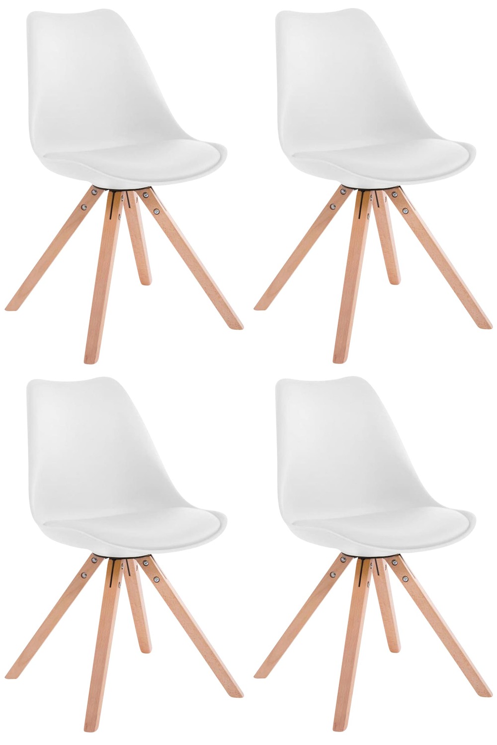 Lot de 4 chaises toulouse simili cuir natura square