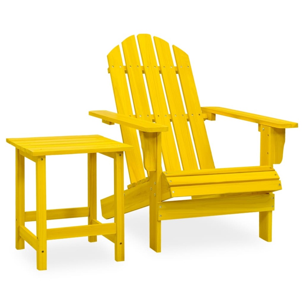 Chaise de jardin adirondack avec table bois de sapin jaune